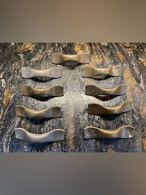 Antique Brass Drawer Pulls - Set of 9